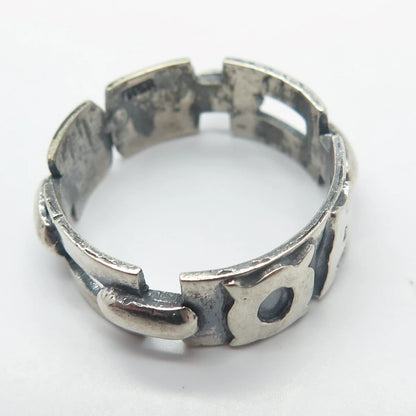 925 Sterling Silver Vintage Chain Band Ring Size 11.25