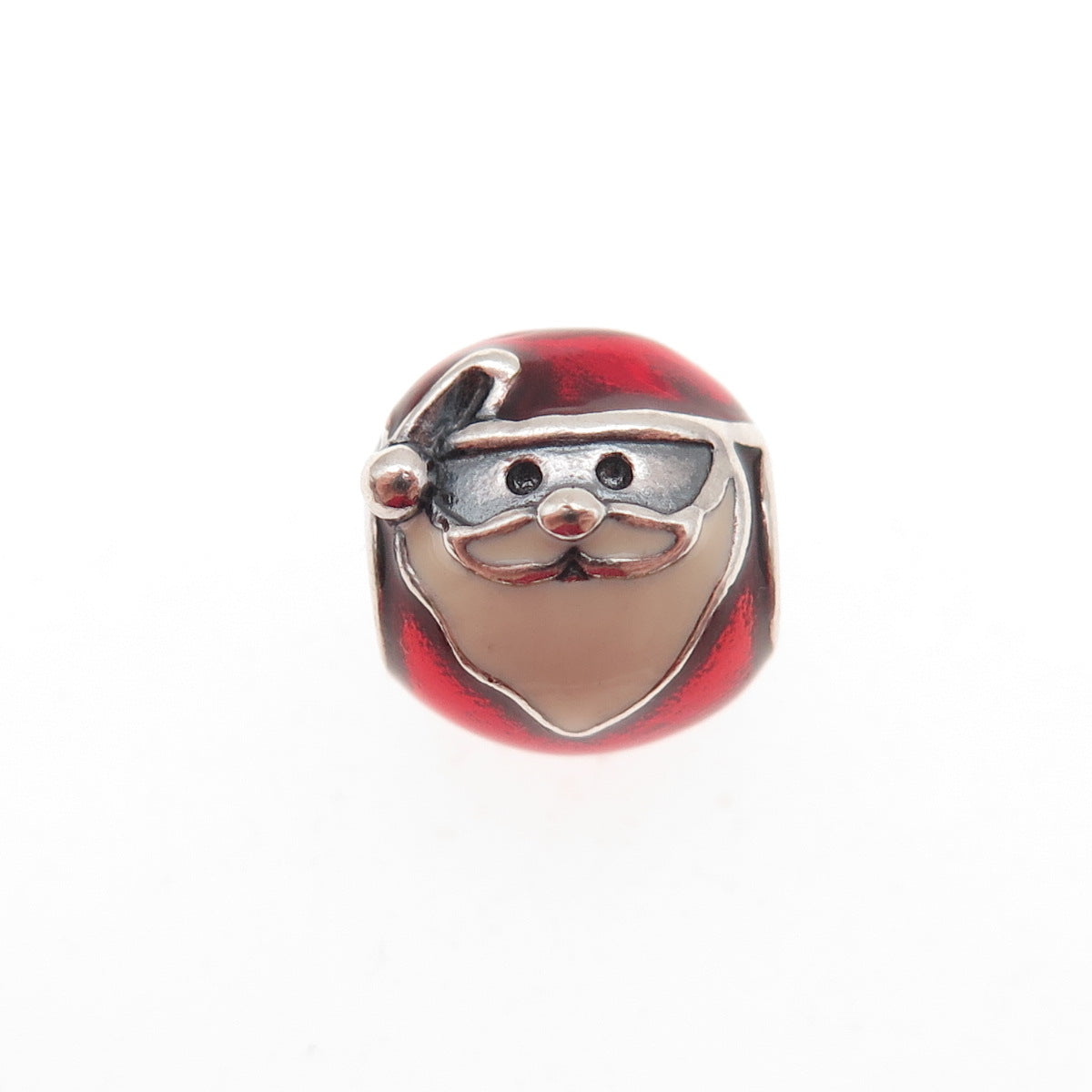 925 Sterling Silver Enamel Jolly Santa Slide Bead Charm