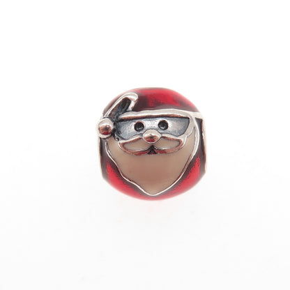 925 Sterling Silver Enamel Jolly Santa Slide Bead Charm