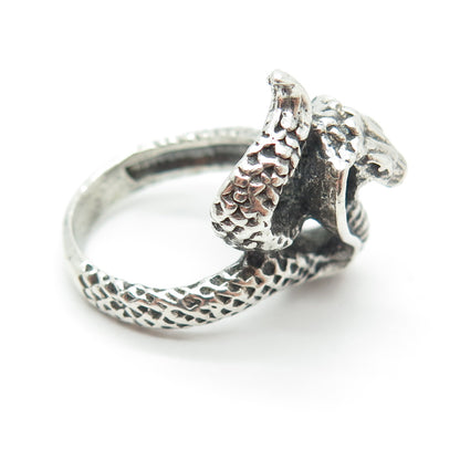 925 Sterling Silver Vintage Cobra Snake Ring Size 6.5