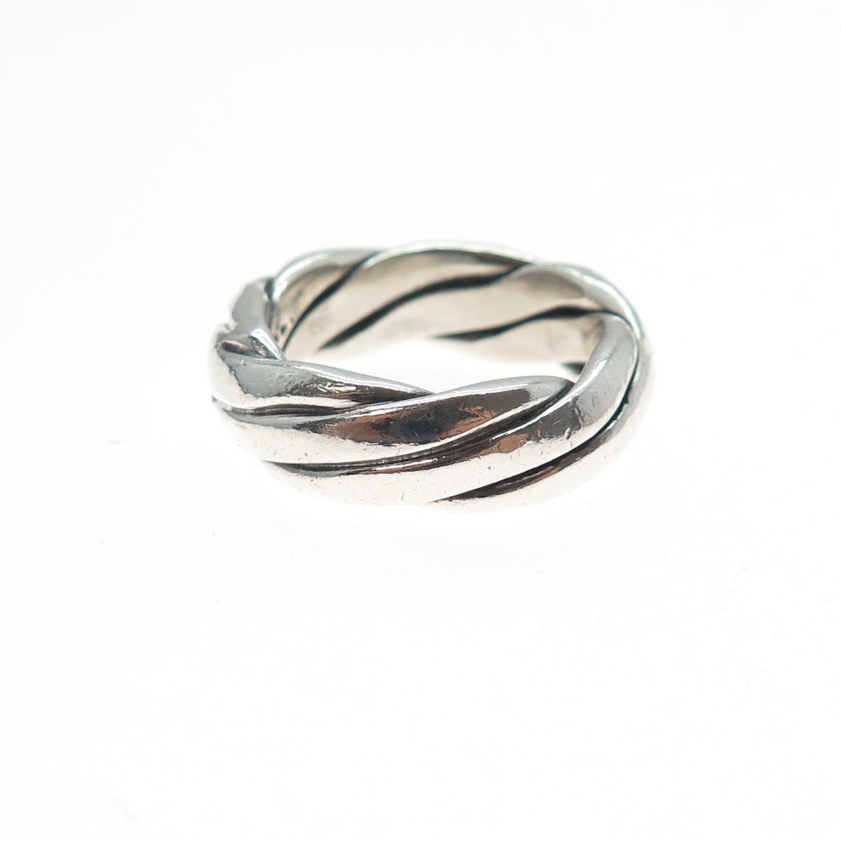 925 Sterling Silver Vintage Mexico Oxidized Braided Band Ring Size 6.75