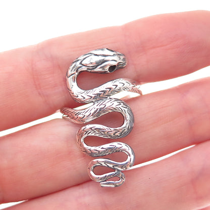 925 Sterling Silver Vintage Snake Oxidized Ring Size 8.5