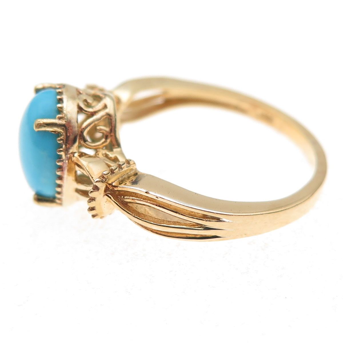 Chuck Clemency 925 Sterling Silver Gold Plated Real Turquoise Ring Size 8.25