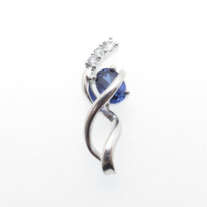 925 Sterling Silver Lab-Created Sapphire & White Topaz Twisted Pendant