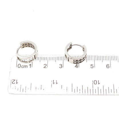 925 Sterling Silver Round-Cut C Z Hoop Earrings