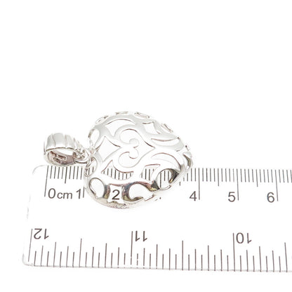 MILOR 925 Sterling Silver Vintage Italy Ornate Heart Charm Pendant