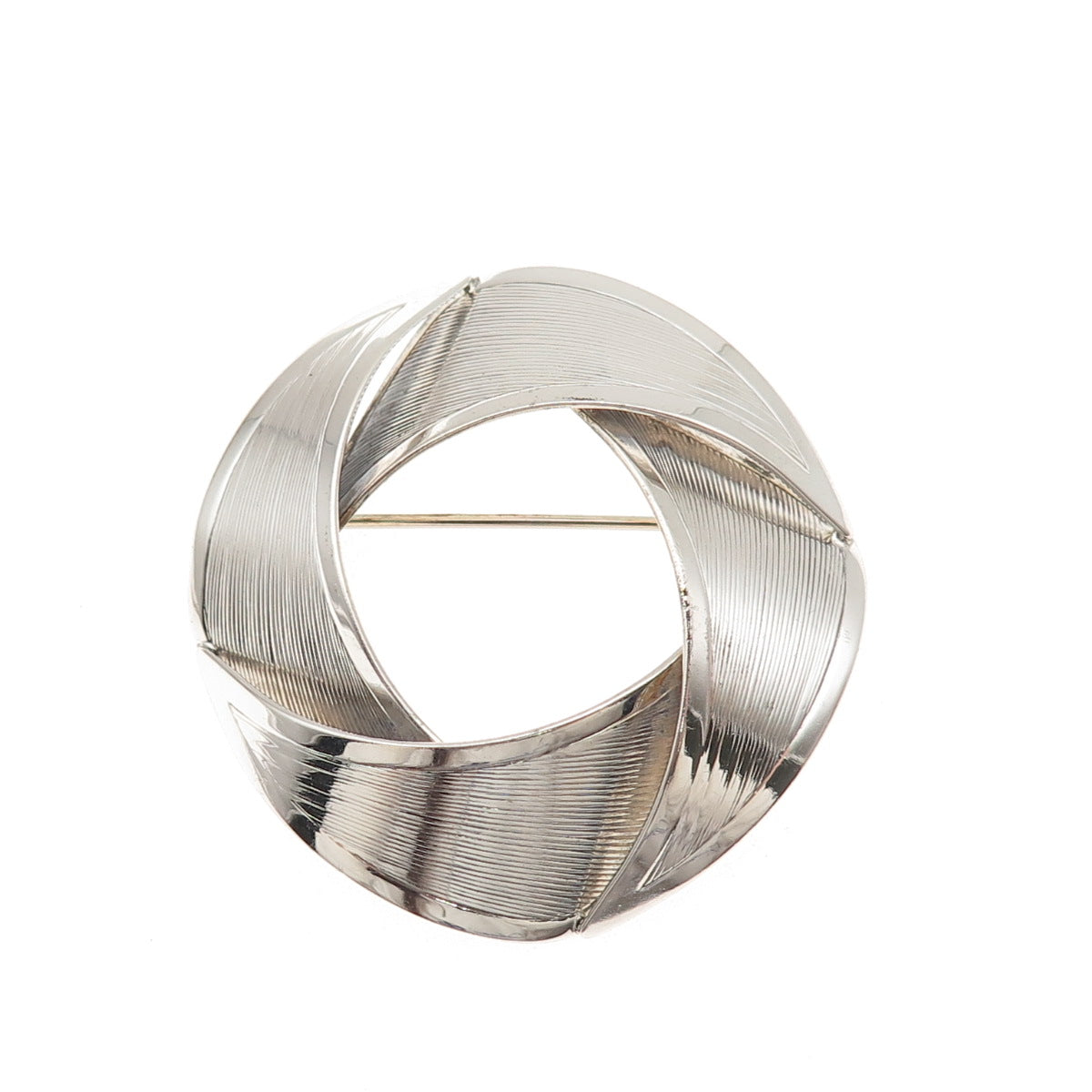 Danecraft 925 Sterling Silver Vintage Modernist Floral Circle Pin Brooch