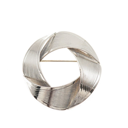 Danecraft 925 Sterling Silver Vintage Modernist Floral Circle Pin Brooch