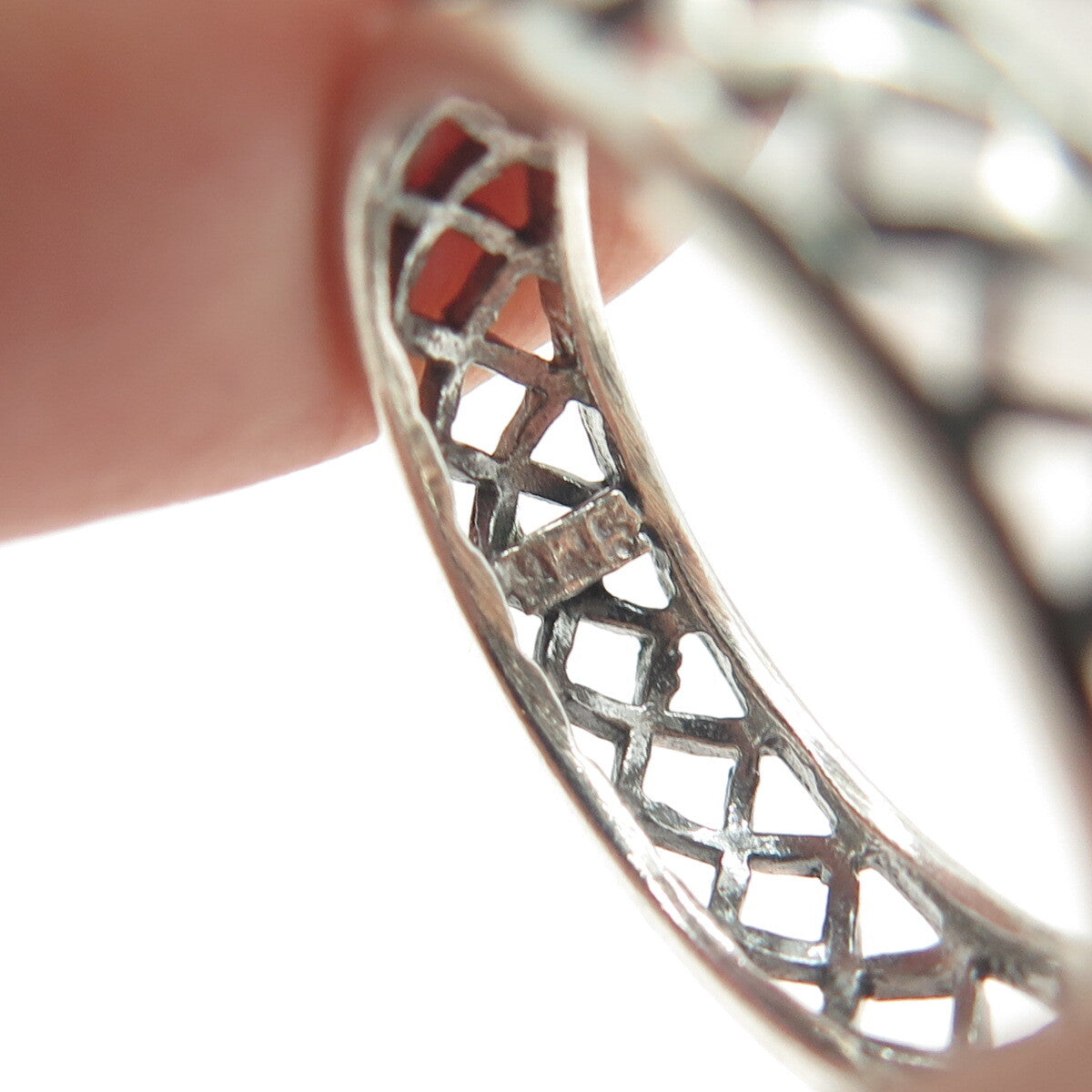 925 Sterling Silver Vintage Cage Band Ring Size 7