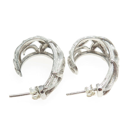 ARIVA 925 Sterling Silver Vintage Ornate Hoop Earrings