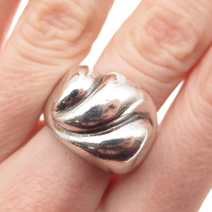 925 Sterling Silver Vintage Modernist Dome Oxidized Ring Size 6