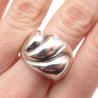 925 Sterling Silver Vintage Modernist Dome Oxidized Ring Size 6