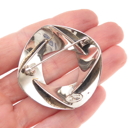 Danecraft 925 Sterling Silver Vintage Modernist Floral Circle Pin Brooch