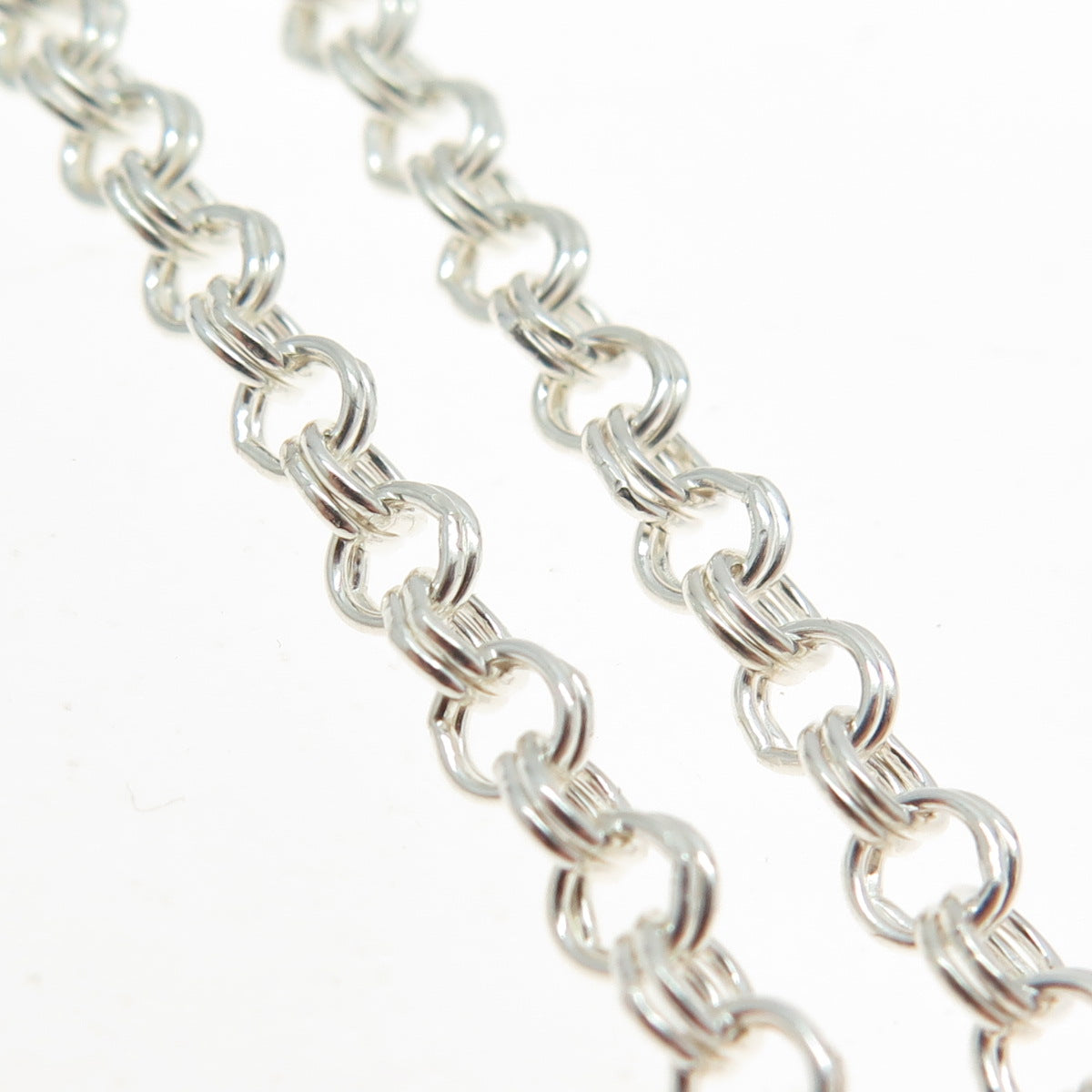 925 Sterling Silver Italy Double Rolo Chain Necklace 16"