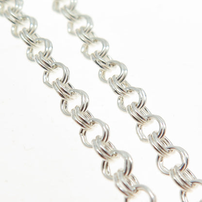 925 Sterling Silver Italy Double Rolo Chain Necklace 16"