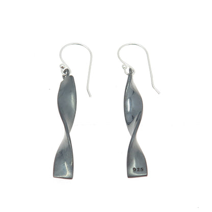 925 Sterling Silver Twisted Bar Drop Dangling Earrings