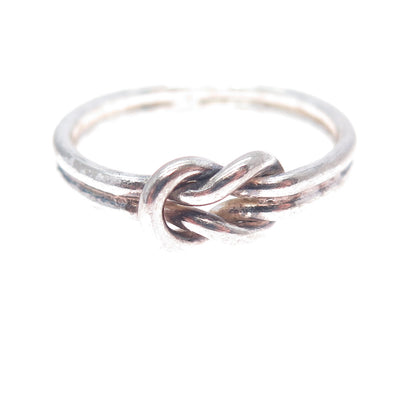 925 Sterling Silver Vintage Love Mariner Knot Oxidized Ring Size 7.5