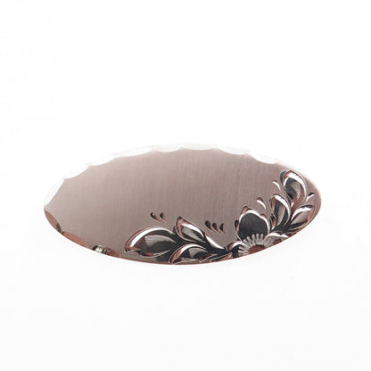 Beau 925 Sterling Silver Vintage Engraved Floral Pin Brooch