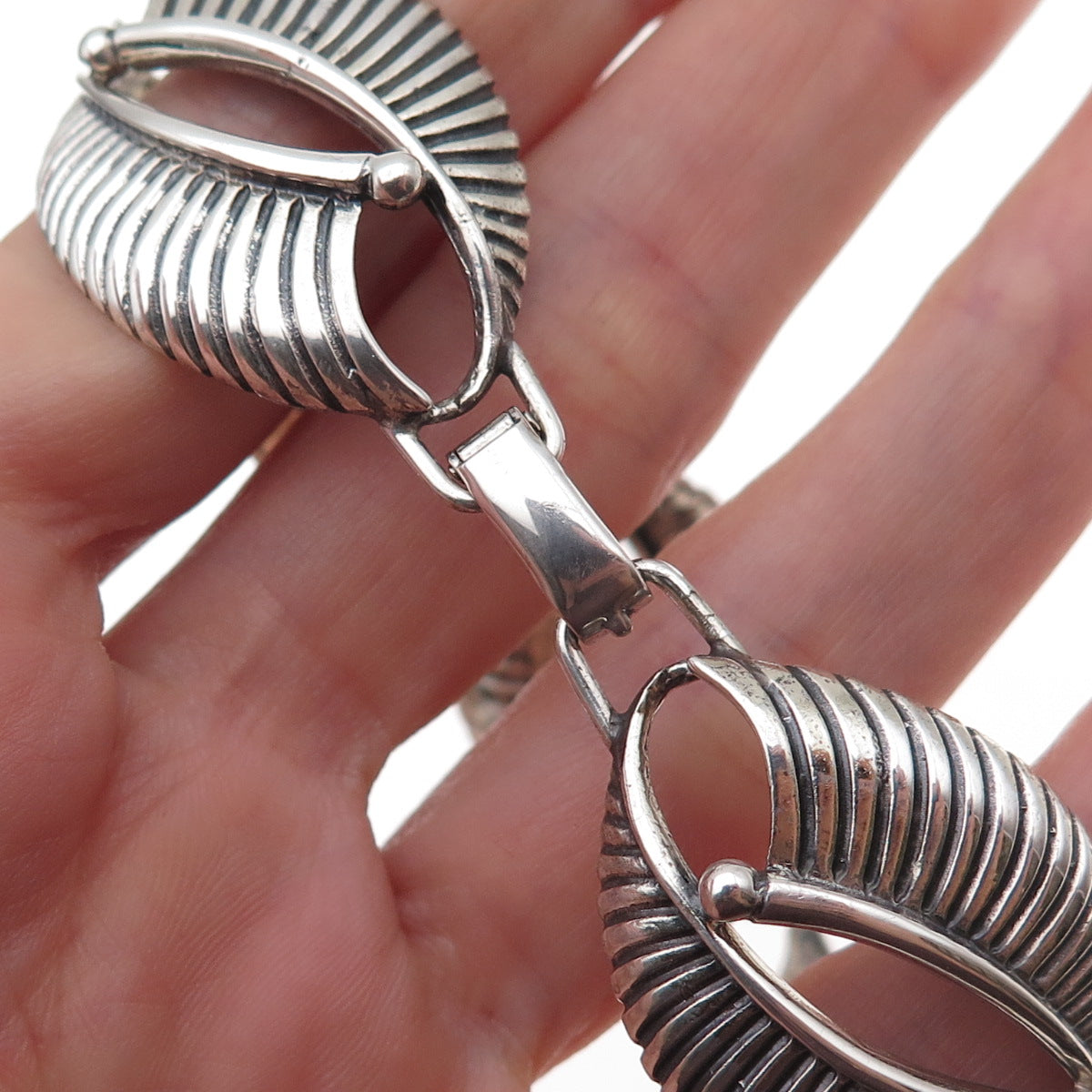 Danecraft 925 Sterling Silver Vintage Modernist Oxidized Bracelet 7.5"