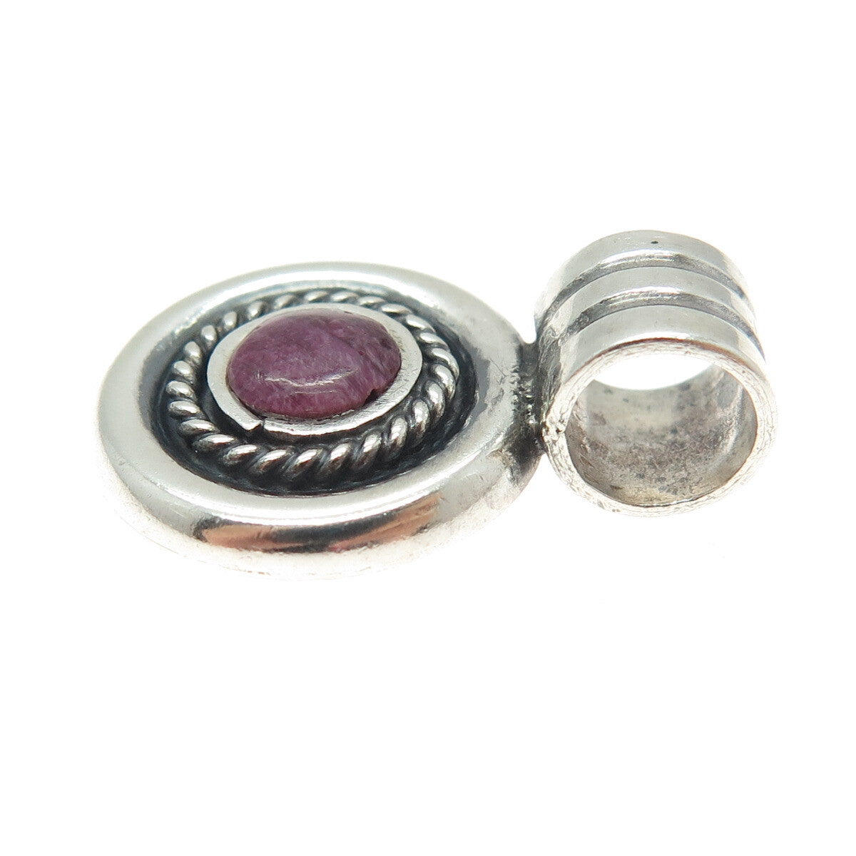 950 Silver Vintage Real Sugilite Roped Oxidized Pendant