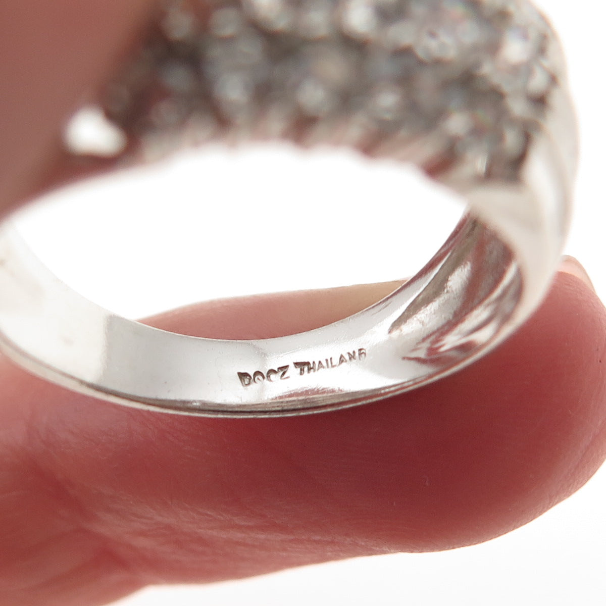 925 Sterling Silver Round-Cut C Z Modernist Ring Size 8.75