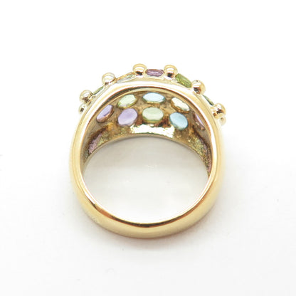 925 Sterling Gold Plated Vintage Amethyst Citrine Peridot Topaz Ring Size 6.25
