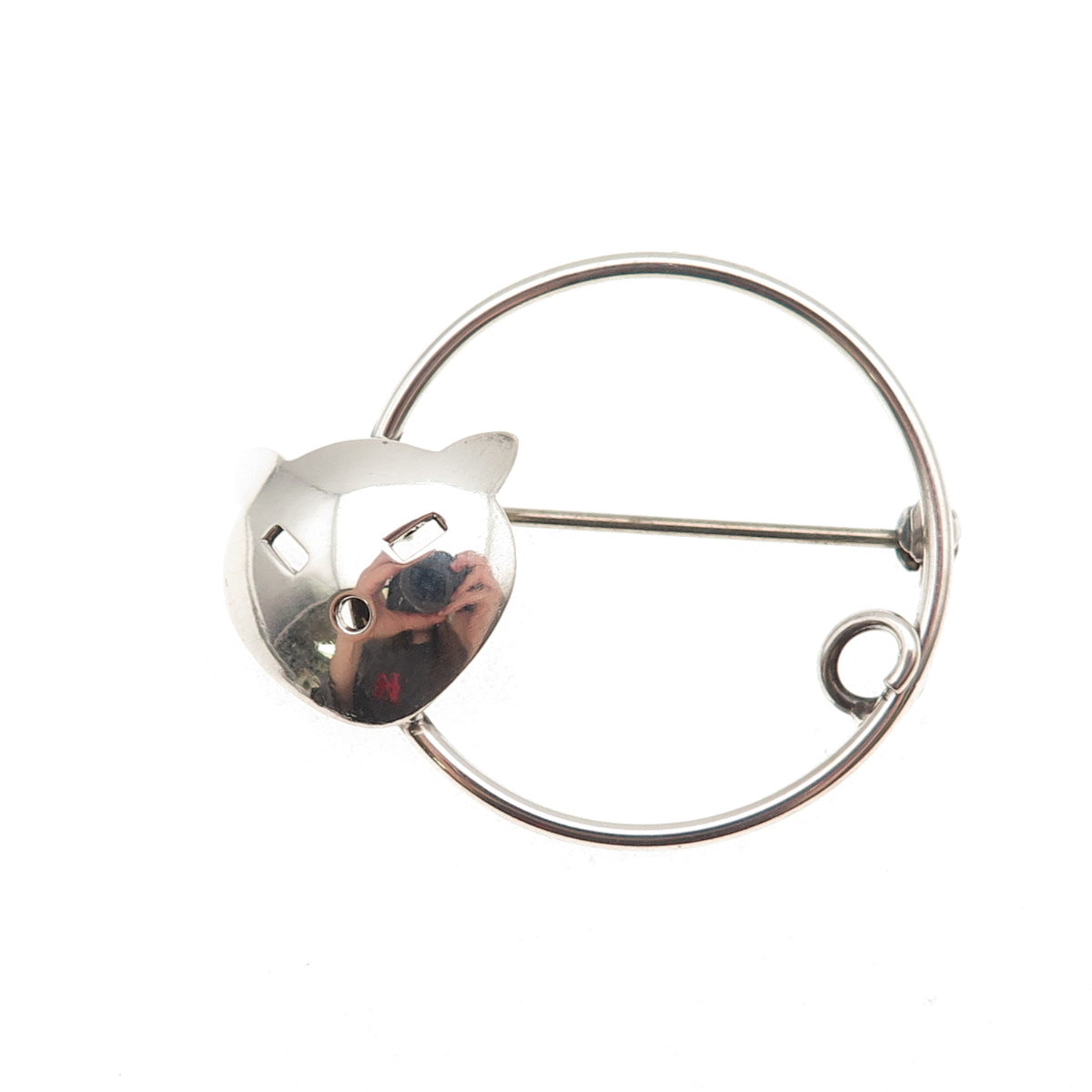 JewelArt 925 Sterling Silver Vintage Modernist Cat Oxidized Pin Brooch