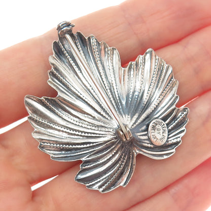 JEWELART 925 Sterling Silver Vintage Maple Leaf Oxidized Pin Brooch