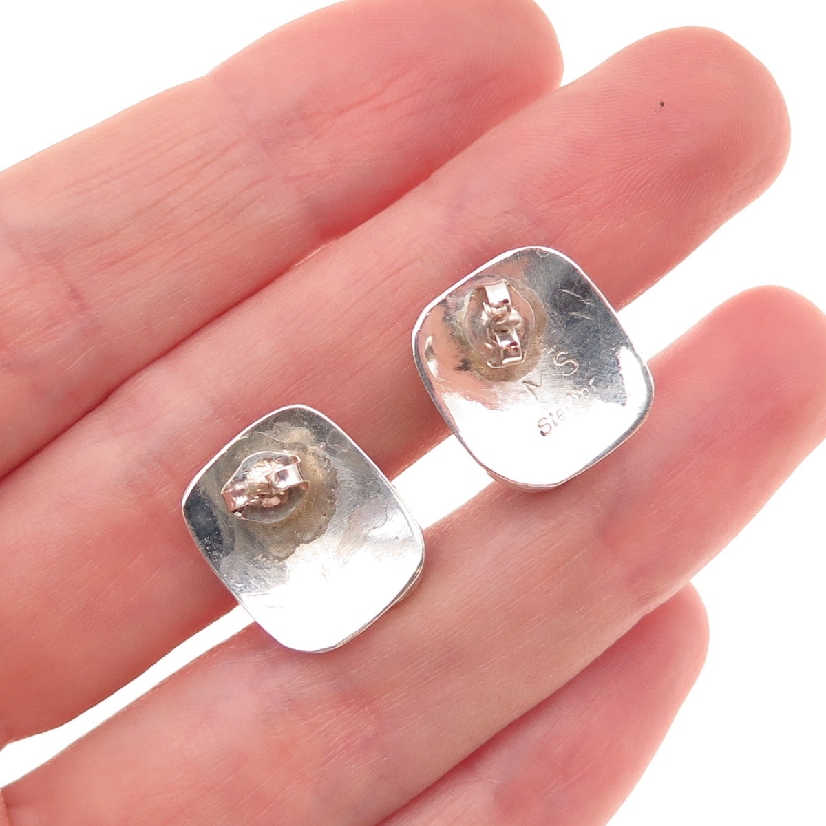 Michael Spencer Navajo Old Pawn 925 Sterling Silver Vintage Tourmaline Earrings