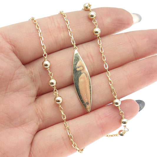 925 Sterling Silver Gold Plated Lariat Ball Station Chain Necklace 20-22"