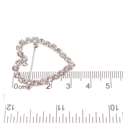Tru-Kay Sterling Silver Antique Art Deco Rhinestone Heart Pin Brooch / Pendant