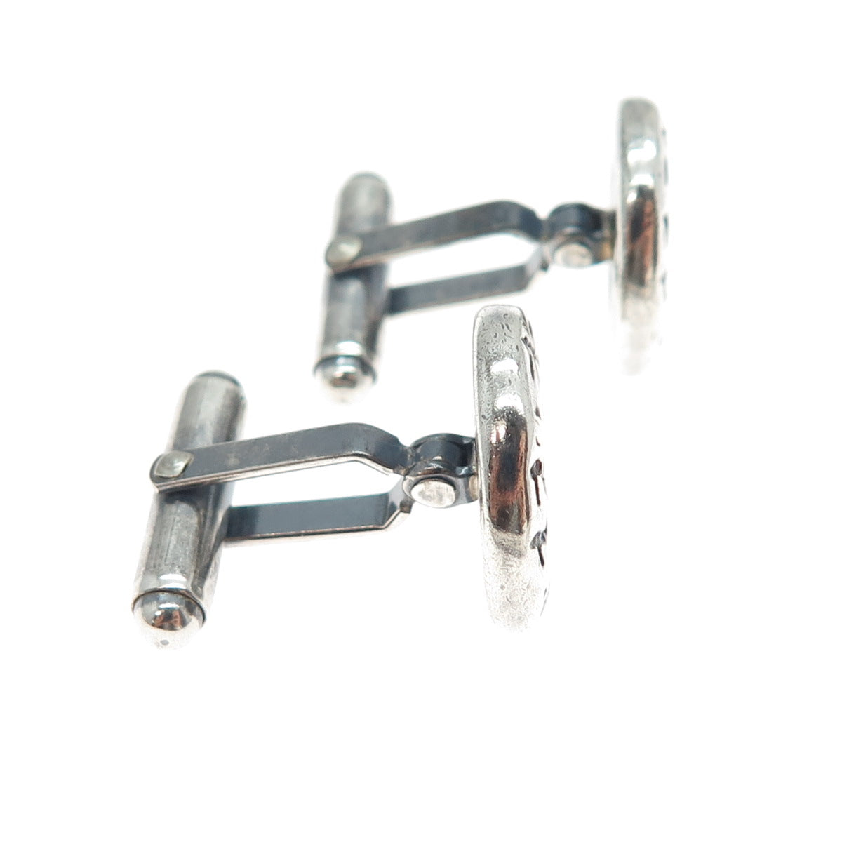 925 Sterling Silver Vintage Modernist Desert Oxidized Cufflinks
