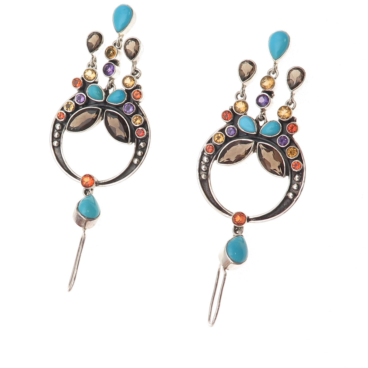 Nicky Butler 925 Sterling Vintage Real Multi-Gem Limited Edition 19/500 Earrings