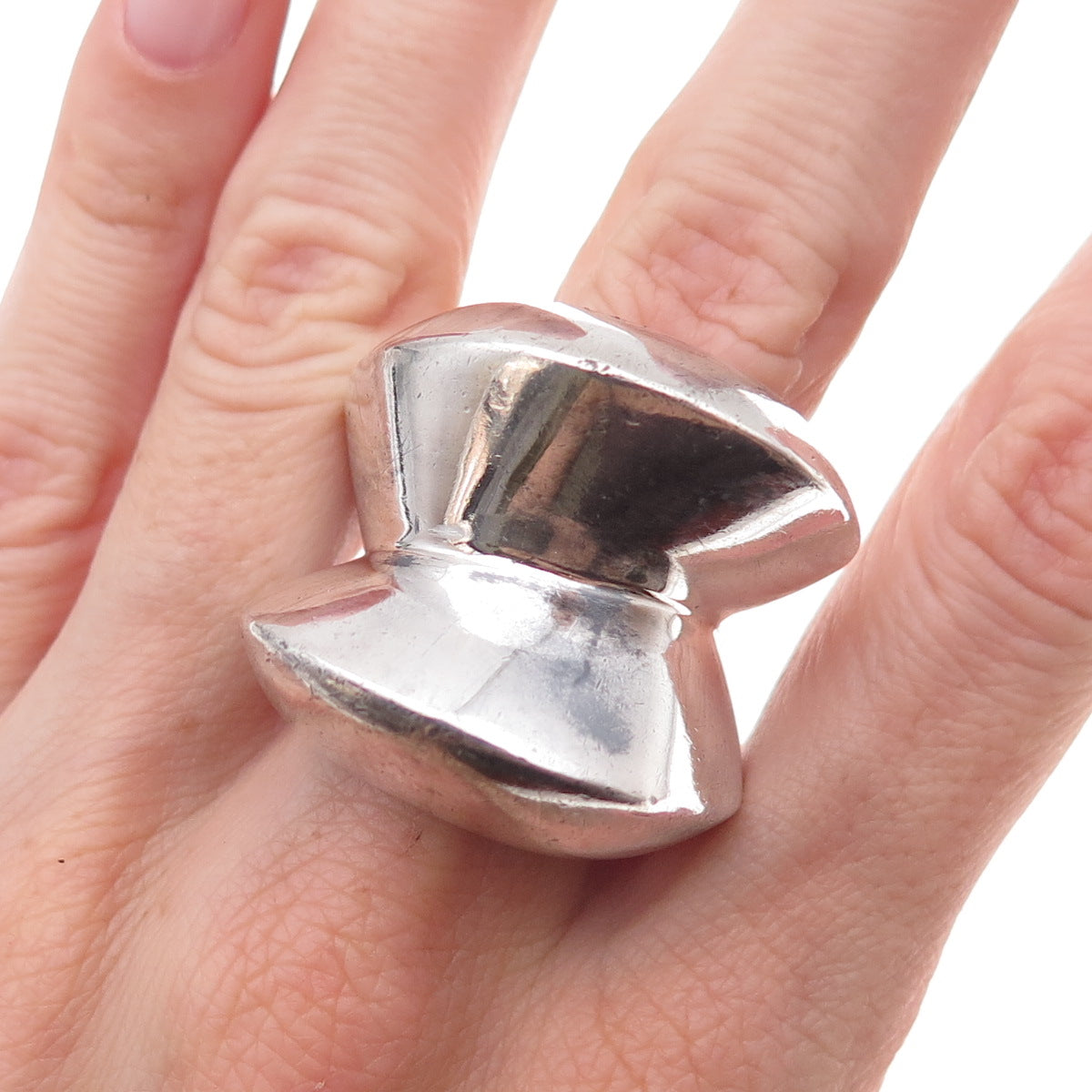 Bayanihan 925 Sterling Silver Vintage Modernist Oxidized Statement Ring Size 9