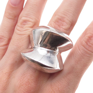 Bayanihan 925 Sterling Silver Vintage Modernist Oxidized Statement Ring Size 9