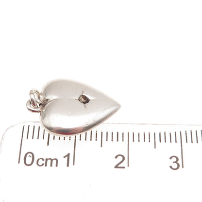 925 Sterling Antique Art Deco Chatelaine Heart Mini Pendant (missing stone)