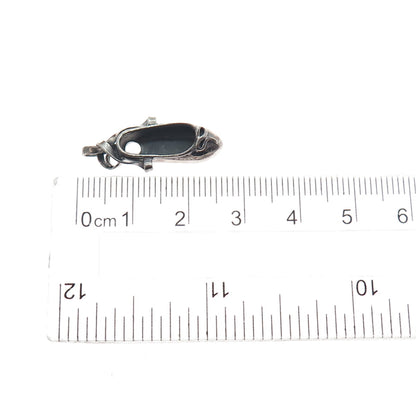 925 Sterling Silver Vintage Ballet Shoe Oxidized 3D Charm Pendant