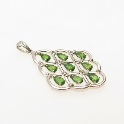 MICHELLE ALBALA 925 Sterling Real Diamond Accent & Peridot Chandelier Pendant