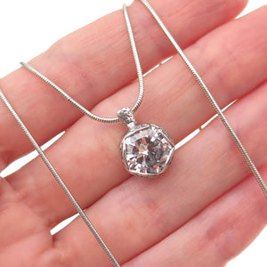 Silpada 925 Sterling Silver Vintage Round-Cut C Z Snake Chain Necklace 16-18"