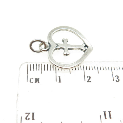 LISA LEE CREATIONS 925 Sterling Silver Vintage Cross & Heart Charm Pendant