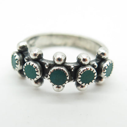 Old Pawn Sterling Silver Vintage Southwestern Turquoise Snake Eye Ring Size 4.5