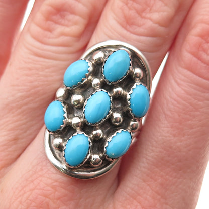 Les Hill Navajo Old Pawn 925 Sterling Sleeping Beauty Turquoise Ring Size 9.25
