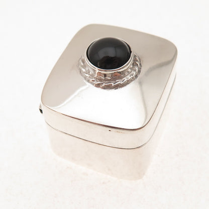 925 Sterling Silver Vintage Mexico Real Black Onyx Pill / Snuff Box