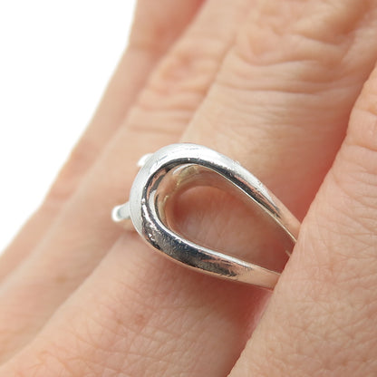 925 Sterling Silver Vintage Modernist Overlap Ring Size 7.25