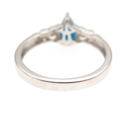 Chuck Clemency 925 Sterling Silver 2-Tone Real Turquoise & Topaz Ring Size 8.25