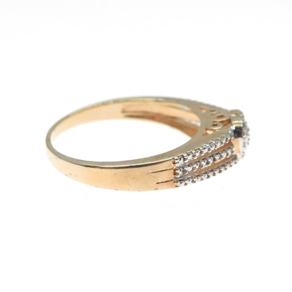 DBJ DEE BERKLE 925 Sterling Silver Gold Plated Real Diamond Heart Ring Size 10