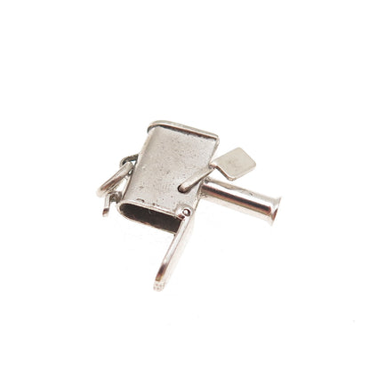925 Sterling Silver Antique Art Deco Mailbox 3D Mini Open Charm Pendant