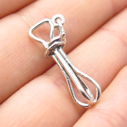 925 Sterling Silver Vintage Old Fashioned Hand Mixer Modernist Pendant