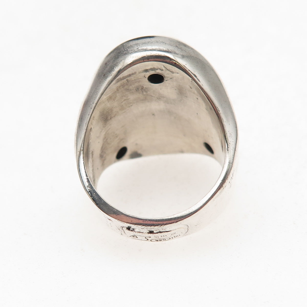 925 Sterling Silver Vintage Italy Modernist Oxidized Ring Size 7