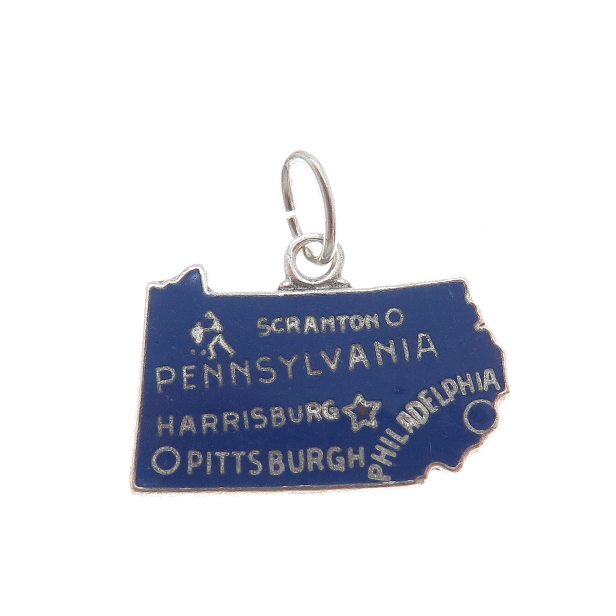 925 Sterling Silver Vintage Enamel Pennsylvania State Minimalist Charm Pendant